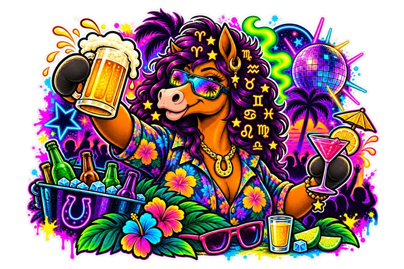 La mascotte della community a una festa tropicale